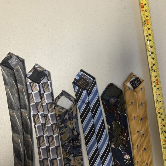 Lot 6 Men's Ties Silk or Polyester Wearable Craft Quilting Multi Colors - Picture 9 of 16
